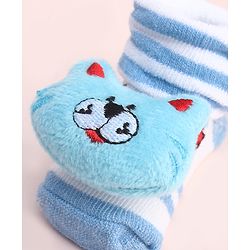 Cute Walk by Babyhug Socks With Large Kitten Applique - Light Blue