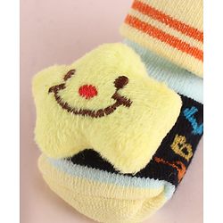Cute Walk by Babyhug Fabric Socks Shoes With Large Star Applique - Yellow