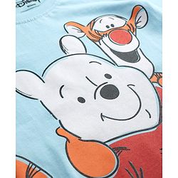 Babyhug Disney 100% Cotton Knit Full Sleeves T-Shirt & Pyjama Night Suit With Winnie The Pooh Graphics - Light Blue