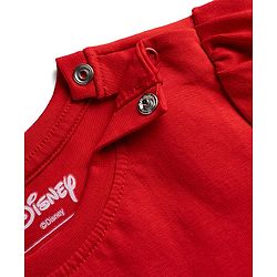 Babyhug Disney Single Jersey Knit Full Sleeves T-Shirt & Pajama Night Suit with Polka Dots & Minnie Mouse Graphics - Dark Red