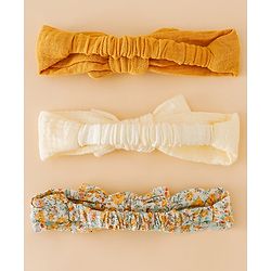 Babyhug Headband With Bow Applique Pack of 3 -Yellow & Off White