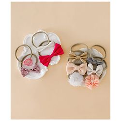 Babyhug Headbands With Bow & Floral Applique Pack of 10 - Red & Pink