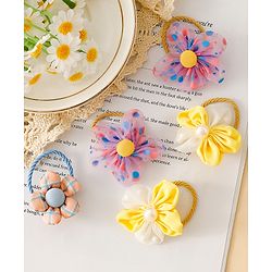 Babyhug Free Size Hair Rubber Bands With Floral Applique Pack of 5 - Multicolor