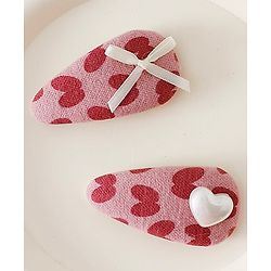 Babyhug Free Size Bow & Heart Snap Clips - Pink