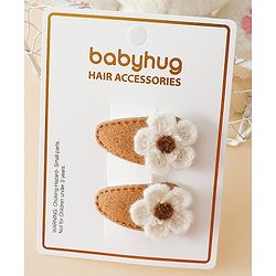 Babyhug Fashion Snap Hair Clips - Brown