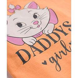 Babyhug Disney Single Jersey Knit Half Sleeves T-Shirt & Shorts Night Suit With Marie Graphics - Orange