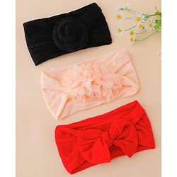 Babyhug Set Of 3 Bow Applique Detailed Headbands - Pink,Red ,Purple