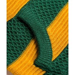 Babyhug Knit Striped Hooded Sweater with Kangaroo Pocket - Green