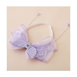 Babyhug Free Size Hair Bands With Pearl Detailing Bow Applique - Purple