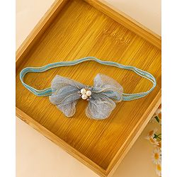 Babyhug Free Size Hedbands With Floral & Bow Applique - Light Blue