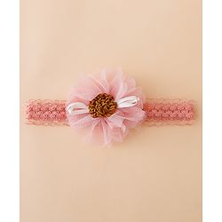 Babyhug Free Size Hedbands With Floral & Bow Applique - Pink