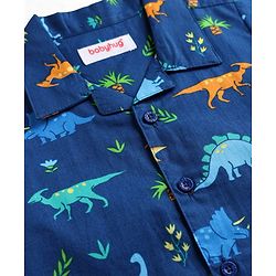 Babyhug 100% Cotton Knit Half Sleeves Shirt & Pyjama Night Suit Co-ords With Dino Print - Blue