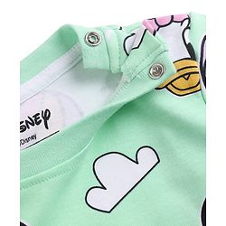 Babyhug Disney Single Jersey Knit Full Sleeves T-Shirt & Pyjama Night Suit with Minnie Mouse Print - Green