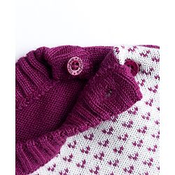 Babyhug Female Knit Full Sleeves Sweater Set with Floral & Heart Design - Wine