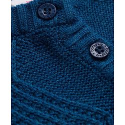 Babyhug Knit Full Sleeves Sweater Set With Cable Knit Design - Navy Blue