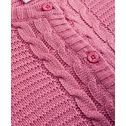 Babyhug Knit Full Sleeves Solid Colour Sweater Set with Cable Knit Design- Pink