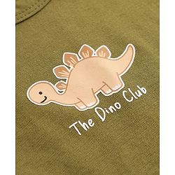 Babyhug 100% Cotton Single Jersey Knit Antibacterial Vest with Stripes & Dinosaur Print Pack of 3 - White Orange & Green