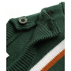 Babyhug Knit Full Sleeves Striped Sweater Set - Dark Green