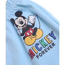 Babyhug Disney 100% Cotton Interlock Knit Full Length Diaper Leggings with Mickey Mouse Print Pack Of 2 - White & Light Blue