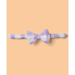Babyhug Woven Half Puffed Sleeves Checkered Frock with Bloomer & Headband - Lavender