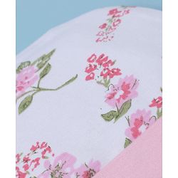Babyhug 100% Cotton Interlock Knit Floral Printed Cap Mittens & Booties Set White Diameter - 16 cm