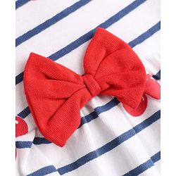 Babyhug Single Jersey Knit Half Sleeves Cherry Printed Frock with Shrug & Bow Applique - White