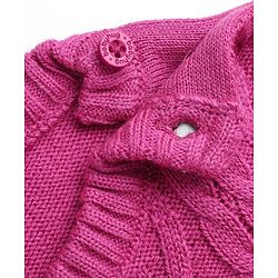 Babyhug Knit Sweater Set with Full Sleeves and Cable Knit in Fuchsia