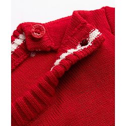 Babyhug Knit Full Sleeves Sweater Set With I Love Mom Design - Red