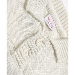 Babyhug Knit Striped Full Sleeves Baby Sweater Set - White
