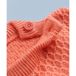 Babyhug Knit Full Sleeves Textured Sweater Set - Teal Blue