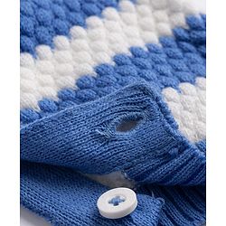 Babyhug Knit Full Sleeves Striped Winter Wear Romper With Inner Tee- Blue
