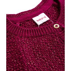 Babyhug Knit Full Sleeves Front Open Sweater With Glitter Print - Butgandy