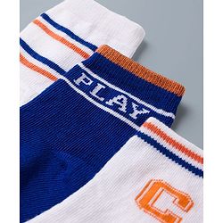 Cute Walk by Babyhug Knit Ankle Length Antibacterial Socks with Stripes - Navy Blue & White