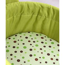 Babyhug Froggy Print Cradle with Mosquito Net and Swing Lock function - Green| Storage Basket| Wheels with Lock| Easy Assembly