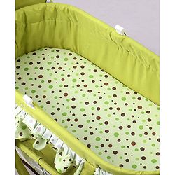 Babyhug Froggy Print Cradle with Mosquito Net and Swing Lock function - Green| Storage Basket| Wheels with Lock| Easy Assembly