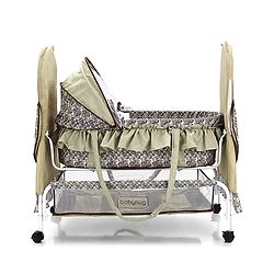 Babyhug Owl Print Cradle with Mosquito Net and Swing Lock function - Green| Storage Basket| Wheels with Lock| Easy Assembly