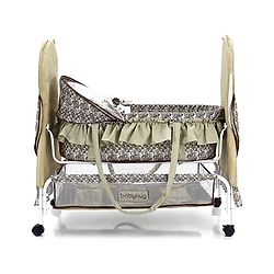 Babyhug Owl Print Cradle with Mosquito Net and Swing Lock function - Green| Storage Basket| Wheels with Lock| Easy Assembly