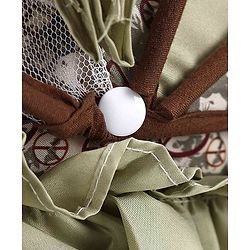 Babyhug Owl Print Cradle with Mosquito Net and Swing Lock function - Green| Storage Basket| Wheels with Lock| Easy Assembly