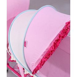 Babyhug Lion Print 2 in 1 Cradle cum bassinet with Mosquito Net and Swing Lock function - Pink