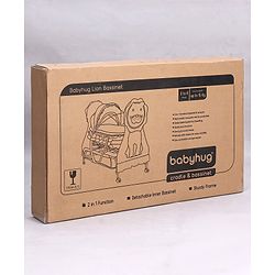 Babyhug Lion Print 2 in 1 Cradle cum bassinet with Mosquito Net and Swing Lock function - Pink