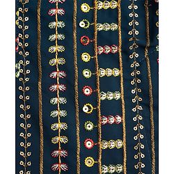 Babyhug Georgette Woven Floral Embroidery Full Sleeves Kurta Dhoti Set - Navy & Red
