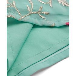 Babyhug Georgett Woven Full Sleeves Floral Embroidered Kurti Gharara Set With Dupatta - Sea Green