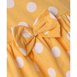 Babyhug Single jersey Knit Cap Sleeves Frock Floral & Polka Dot Print Pack of 2 - Green & Yellow