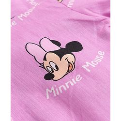 Babyhug Disney 100% Cotton Knit Full Sleeves Front Open Co- Ords Pyjama Night Suit With Mickey and Friends Disney Print -Lavender