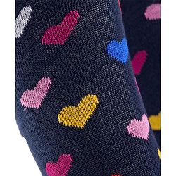 Cutewalk by Babyhug Non Terry Knit Anti-bacterial Tights With Heart Design -Navy Blue