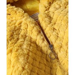 Babyhug Fur Woven Hooded Full Sleeves Hoodie With Ear Applique - Yellow