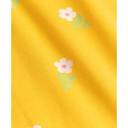 Babyhug Cotton Knit Full Sleeves Front Open Shirt & Pyjama Night Suit with Floral Print - Yellow
