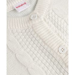 Babyhug Knit Front Open Full Sleeves Sweater and Pant Set with Cable Knit Off White