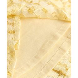 Babyhug Mesh Woven Half Sleeves Frock With Floral Print & Bow Applique - Yellow