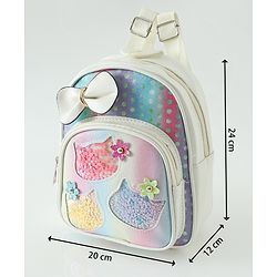 Babyhug Fashion Backpacks With Bow & Floral Applique -Blue